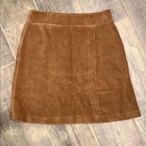 Brown Corduroy Front-Wrap Mini-Skirt